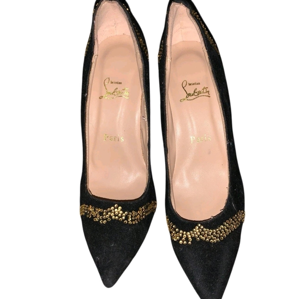 Christian Louboutin Black Heels with Gold Detailing
